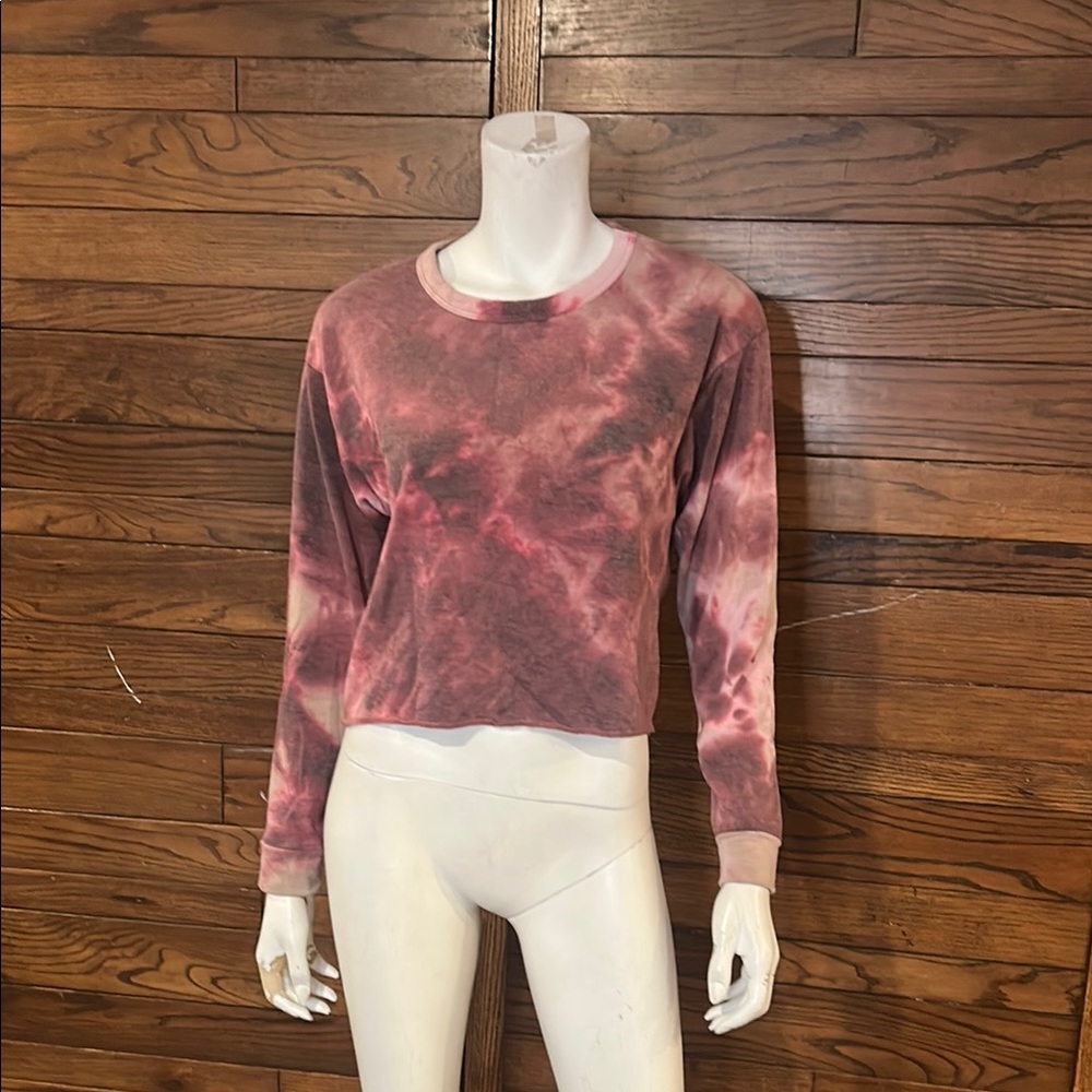 Stylish Tie-Dye Crop Sweatshirt - Pink